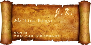 Jálics Kinga névjegykártya